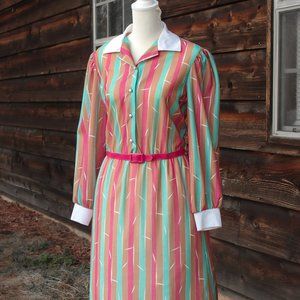 Vintage 70s Striped Sears Dress